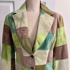 Suede patchwork blazer
